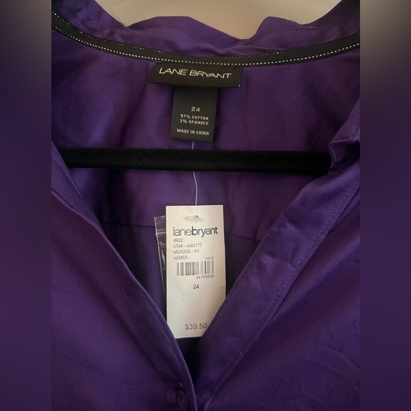 NWT Lane Bryant oversized plus size 24 purple button down blouse - Picture 7 of 9